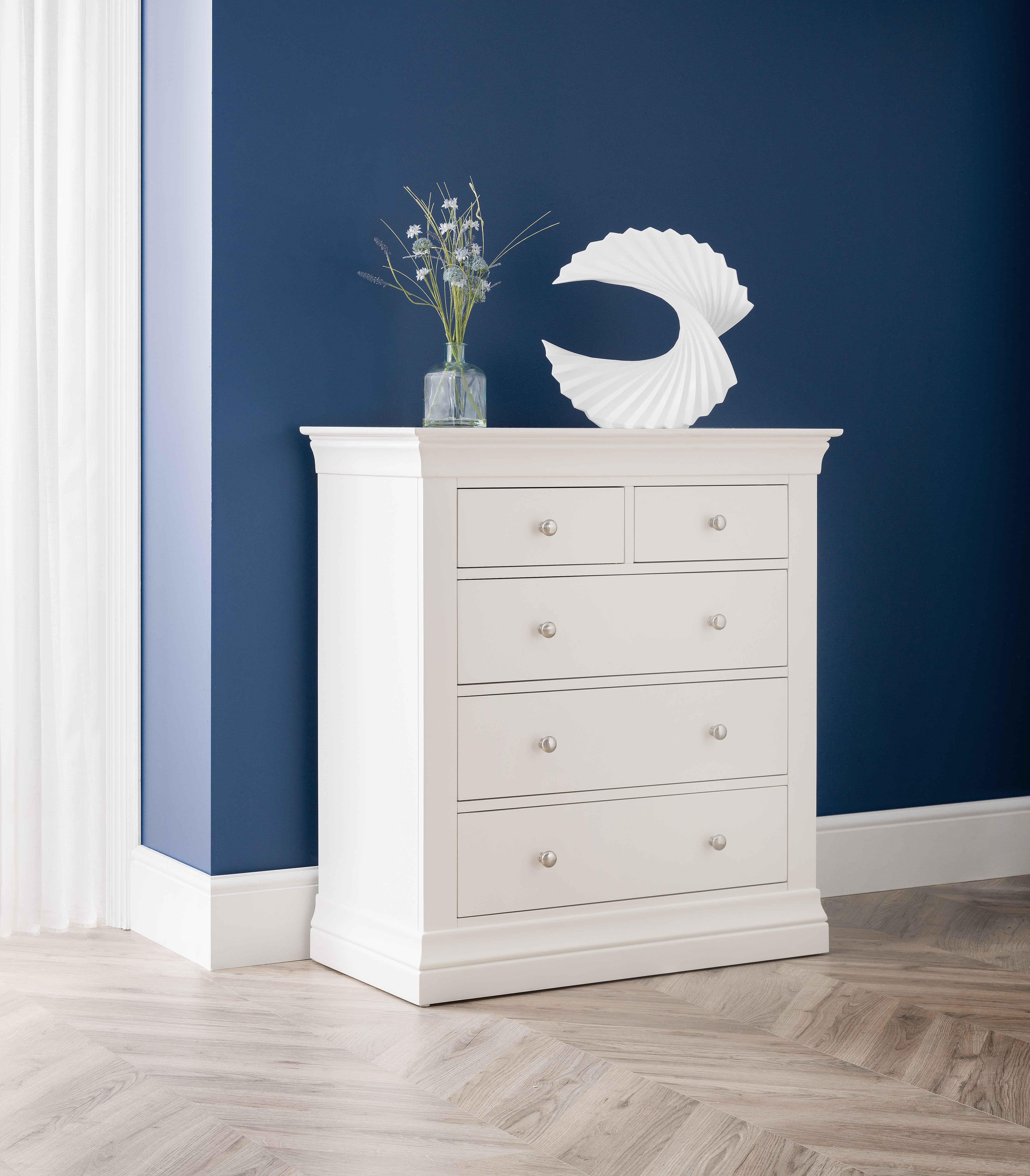 Fidel Surf White Wood Chest of Drawers | 5 Drawers